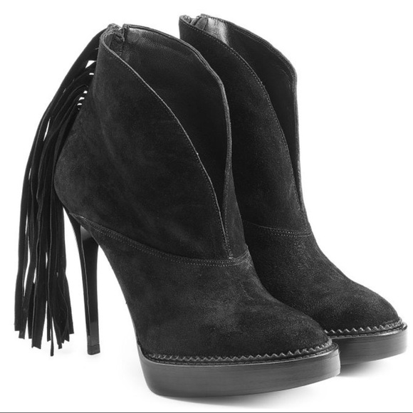 Burberry Nadie Suede Fringe Ankle Boot - Picture 1 of 7